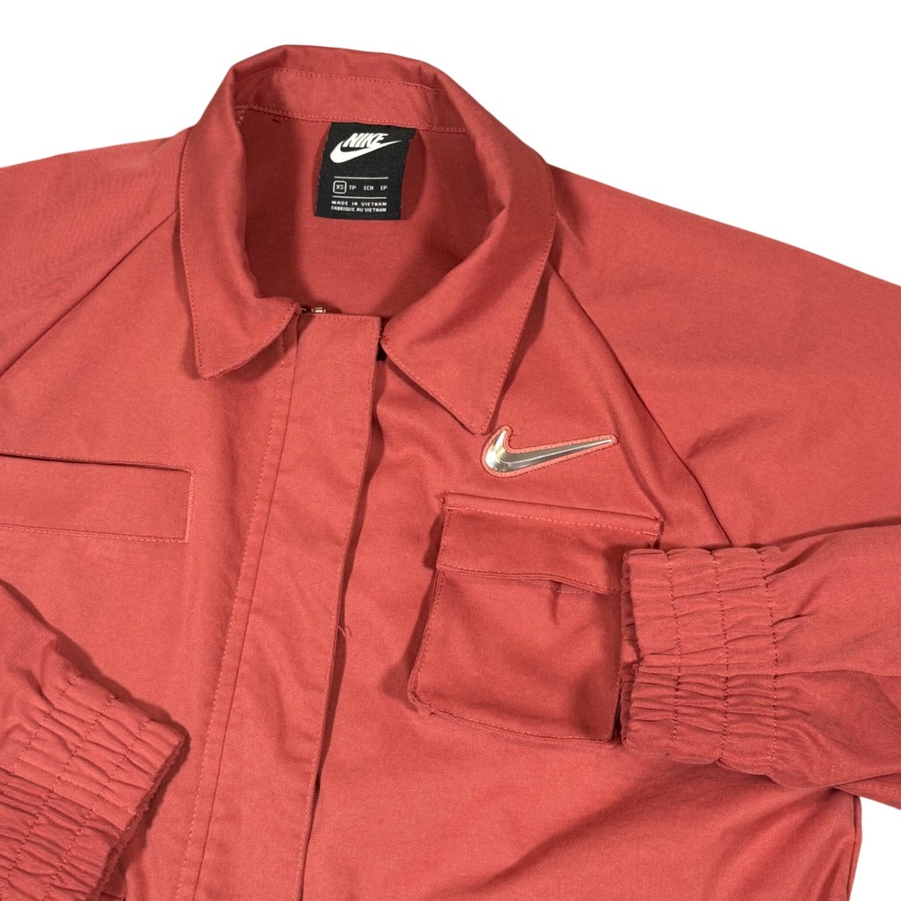 Nike Women's Utility Jacket in Rust Red with Silver Swoosh Size XS